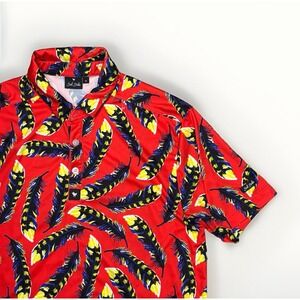 Bad Birdie‎ POLO SHIRT Mens Size M Golf RED FEATHER PERFORMANCE